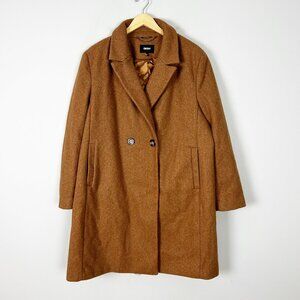 DKNY Camel Brown Long Peacoat Over Coat Outerwear Size XXL Women's
